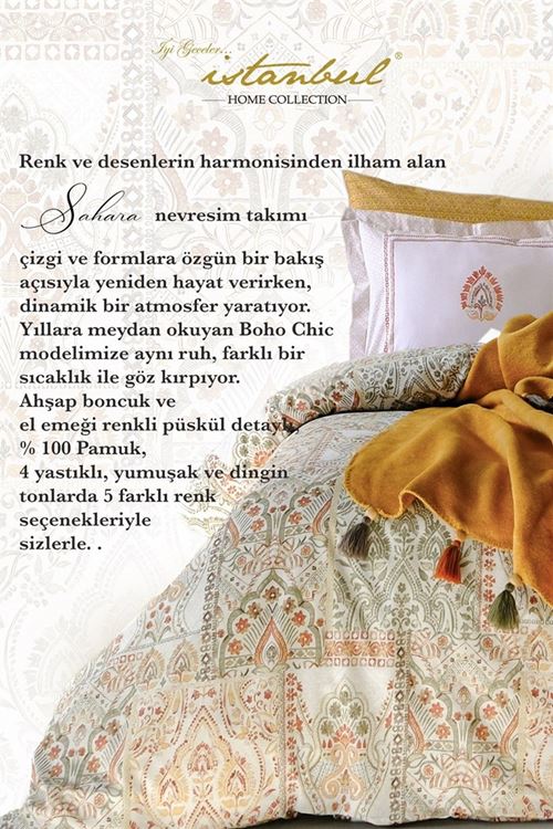 Sahara Çift Kişilik Battaniyeli Nevresim Takımı - Yeşil