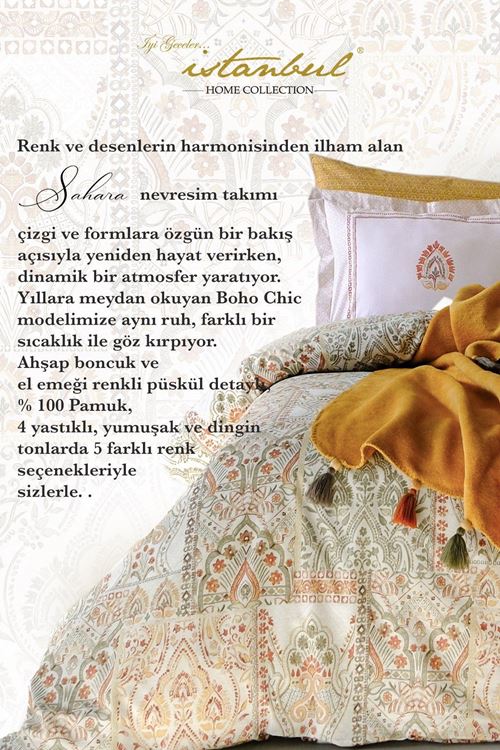 Sahara Çift Kişilik Battaniyeli Nevresim Takımı - Bej
