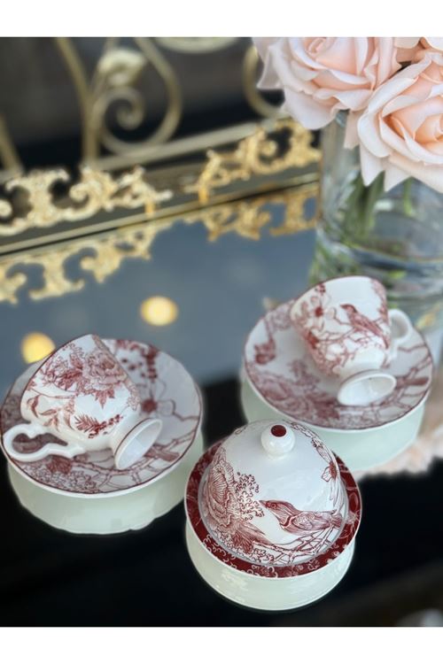 2li Rose Lokumluklu Fincan Seti
