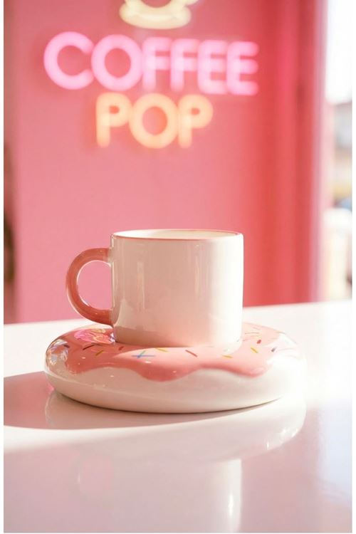 Acar Donut 6 Kişilik Double Porselen Kahve Fincan Takımı - 160 ml