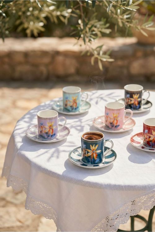 Acar Bruna 6 Kişilik Porselen Kahve Fincan Takımı - 110 ML