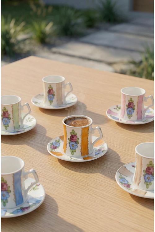 Acar Ronnie 6 Kişilik Porselen Kahve Fincan Takımı - 100 ML