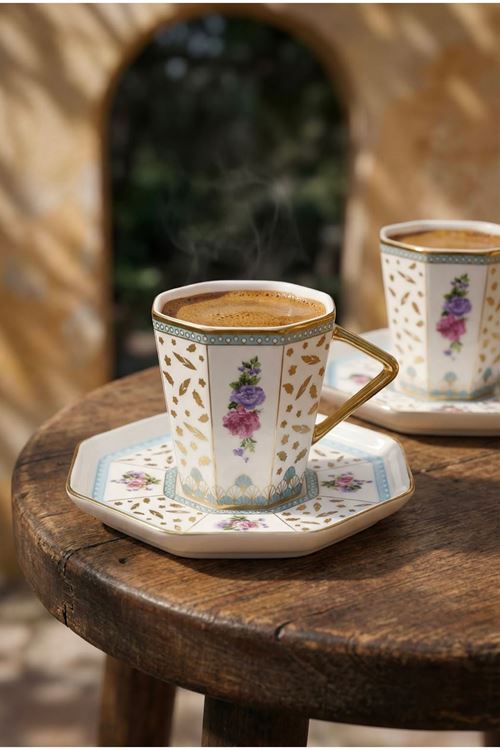 Valeria 6 Kişilik Porselen Kahve Fincan Takımı - 90 ML