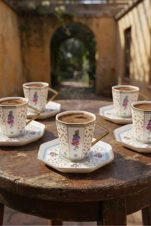 Valeria 6 Kişilik Porselen Kahve Fincan Takımı - 90 ML