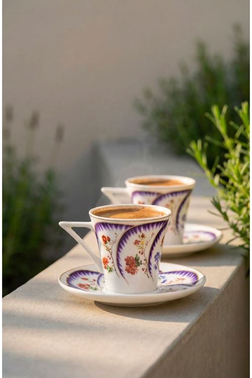 Acar Klauzy 6 Kişilik Porselen Kahve Fincan Takımı - 90 ML