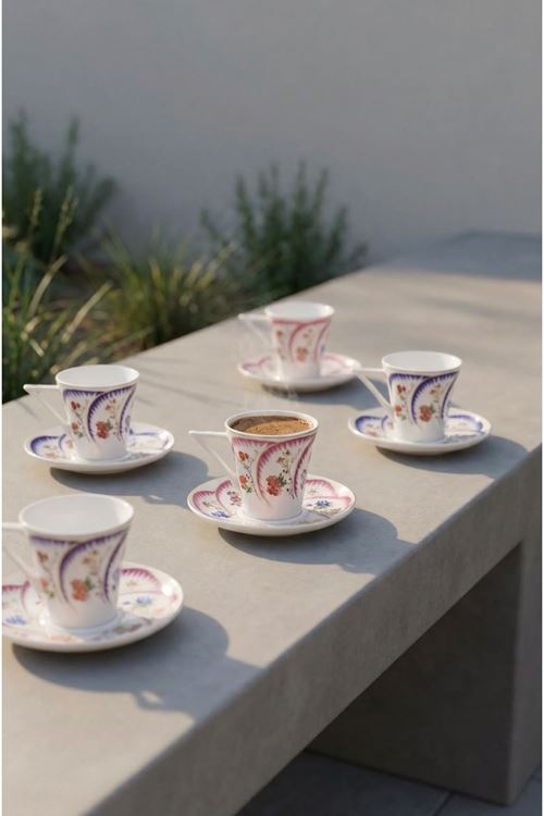 Acar Klauzy 6 Kişilik Porselen Kahve Fincan Takımı - 90 ML