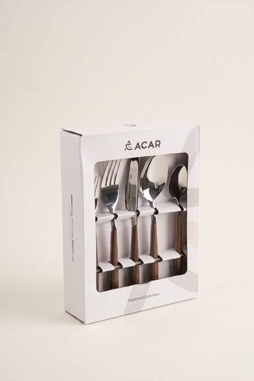 Acar - FineWood 6 Kişilik 30 Parça Çatal Kaşık Bıçak Takımı
