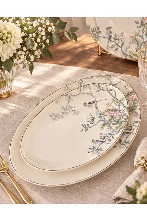 Bird Garden Krem 2li Oval Servis 30x21 26x16cm