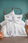Çift Kişilik Aleph White Timeless Yatak Örtüsü Nevresim Prime Set