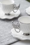 Acar - Jade 6 Kişilik Kahve Fincanı Takımı - 90 ml Silver