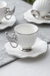 Acar - Jade 6 Kişilik Kahve Fincanı Takımı - 90 ml Silver
